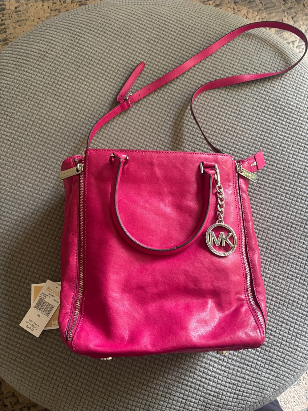 Michael Kors Fuschia Leather LG Tote with MK Charm